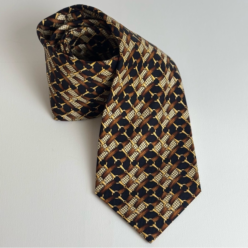 NWT Richel Gold & Black Luxury The Hound Silk Tie Old Money‎ Electric Grandpa